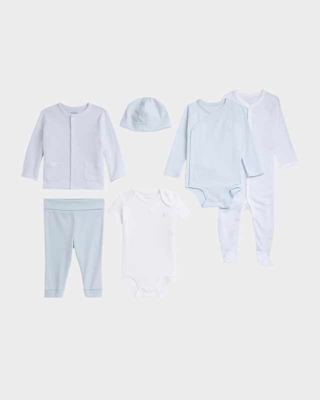 Boy's 6-Piece Interlock Cotton Knit Gift Set, Size Newborn-